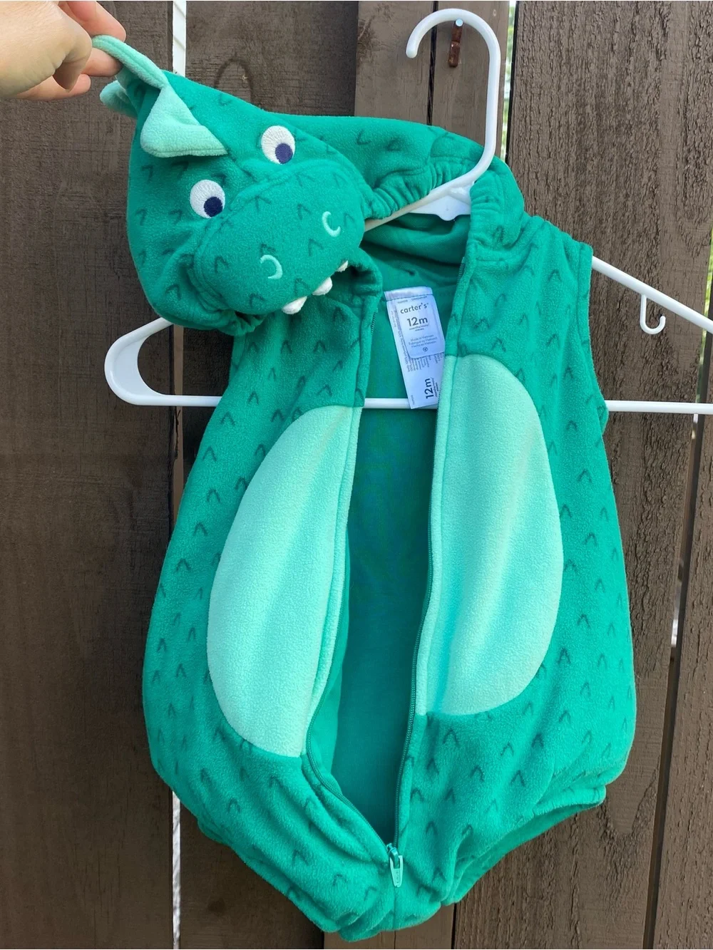 Carter's Teal Dragon/Dinosaur Hooded One-Piece costume 12 months